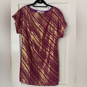 Trina Turk Ewing purple and gold cocktail dress
